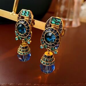 Elegant Blue and Gold Drop Earrings
